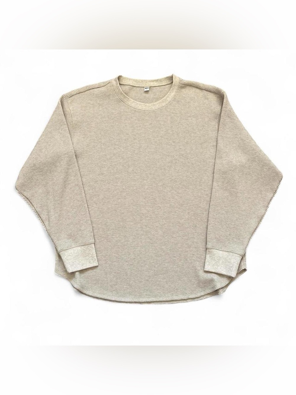 UNIQLO beige thermal/waffle knit shirt